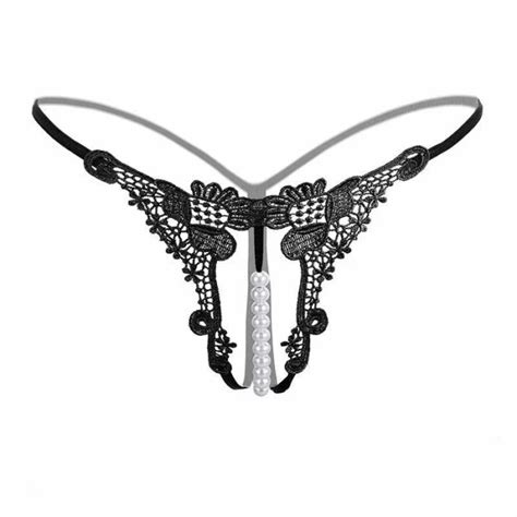 Bikini Tanga Mini G String Chilotei Sexy Open Crotch Transparenti Chiloti Perle Alb Albastru