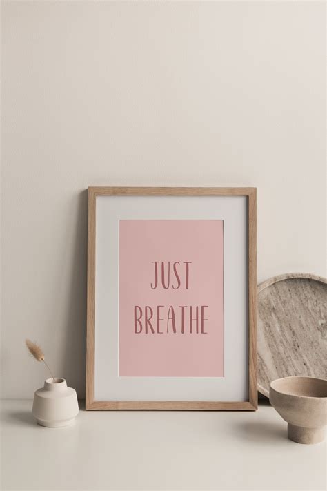 Just Breathe Quote Wall Art Minimalist Wall Print Girly Boho Etsy In