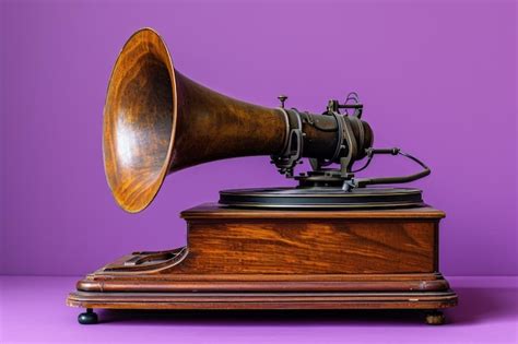 Premium Photo An Antique Gramophone Sitting On A Wooden Stand In A