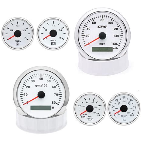 6 Gauge Set Speedo Tacho Oil Temp Fuel Volt For Car Truck Boat Marine