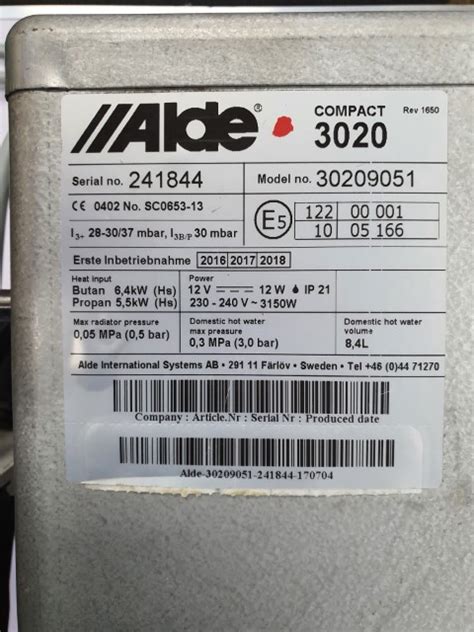 absh alde compact  boiler  hand affordable caravans