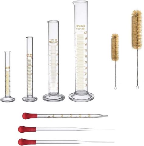 Thick Glass Graduated Measuring Cylinder Set 5ml 10ml 50ml 100ml Glass With Two