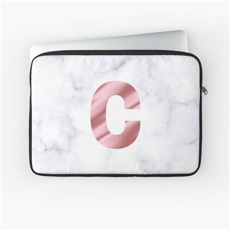 Pink Silk On Marble Initial Letter C Laptop Sleeve For Sale By Kosmi