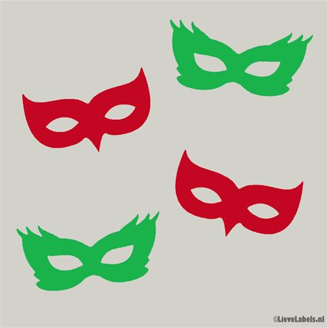 Herbruikbare statische raamsticker - Maskers Rood/Groen - Lieve Labels.nl