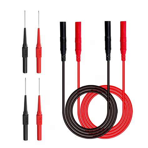 Multimeter Extended Test Leads Set 2pcs 4mm Banana Plug Connectors Meter Leads 4pcs 0 7mm Test