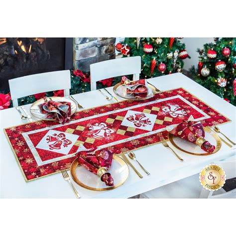 Holiday Bells Table Runner Kit Christmas Joy Red Shabby Fabrics