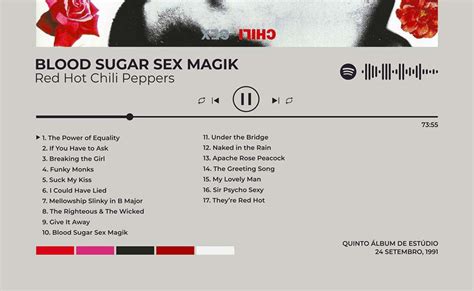 Quadro Moldura Spotify Red Hot Chili Peppers Blood Sugar Sex