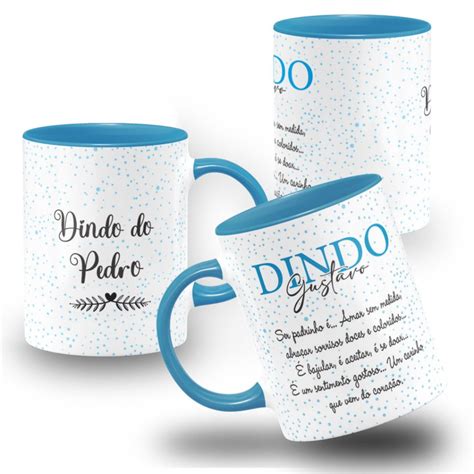 Caneca Padrinhos Batismo Dindos Frase Personalizada Cl Elo