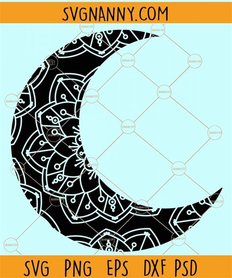 Moon Mandala Svg Moon Svg Moon Zentangle Svg Moon Phase Svg