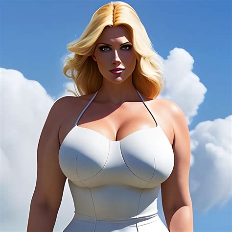 Very Tall Robust Curvy Blonde Girl Standing Under Clouds Arthub Ai