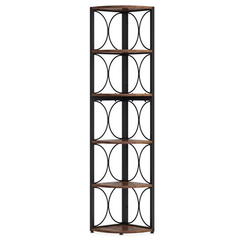 Dngzjao 67 Inch Tall Corner Shelf 6 Tier Rustic Corner Bookshelf