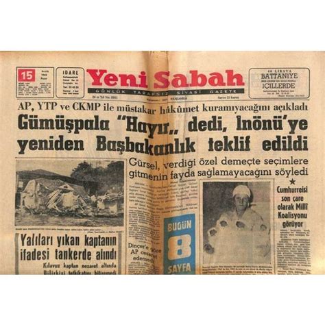 Gökçe Koleksiyon Yeni Sabah Gazetesi 15 Aralık 1963 Ayhan Fiyatı