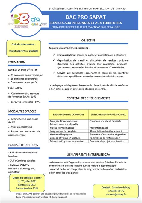 Bac Pro Sapat Lycée Jean Baptiste Eriau