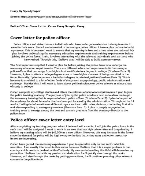 📗 Police Officer Cover Letter Caree Essay Sample