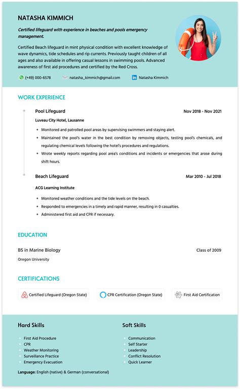 Lifeguard Resume Examples Templates And Tips Cakeresume