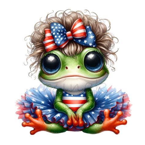 12 Patriotic Frog Png Clipart With Tutu And Bow Cute Digital Png For