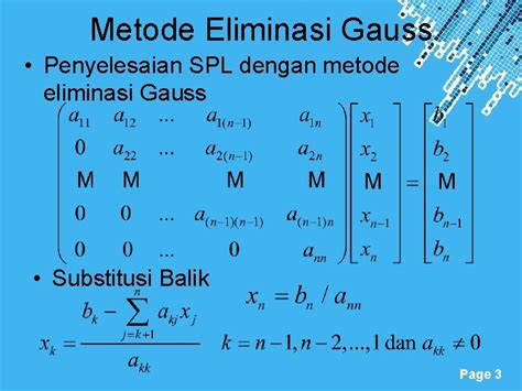 Solusi Sistem Persamaan Linear Metode Eliminasi Gauss Powerpoint