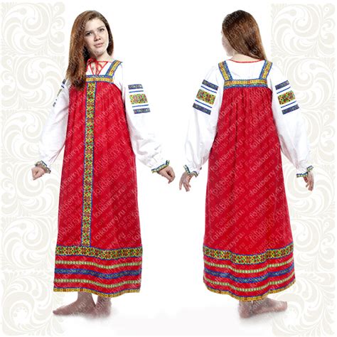 Сарафан с блузой Народный, габардин и хлопок, красный - купить в Москве ...