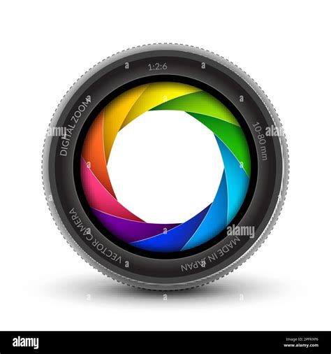 Camera shutter photography icon aperture. Focus vector colorful lens