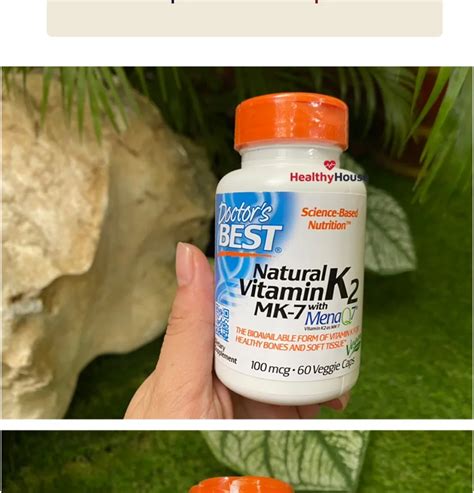 Natural Vitamin K2 Mk 7 With Menaq7 วิตามิน K2 Mk 7 Doctor S Best 100 Mcg 60 Veggie Caps