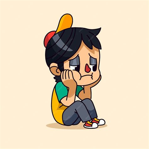 vector hand drawn bored cartoon illustration