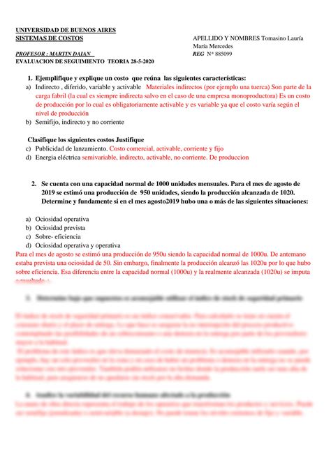 Solution Primer Parcial Teoria Resuelto Sistema De Costos Studypool