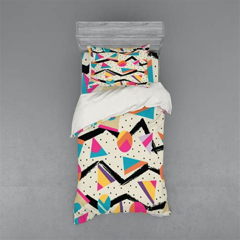 Indie Duvet Cover Set Eighties Memphis Fashion Style Geometric