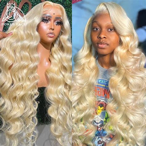 Brazilian 30 40 Inches Body Wave 613 Honey Blonde Hd Transparent Lace Front Human Hair Wigs 13x4