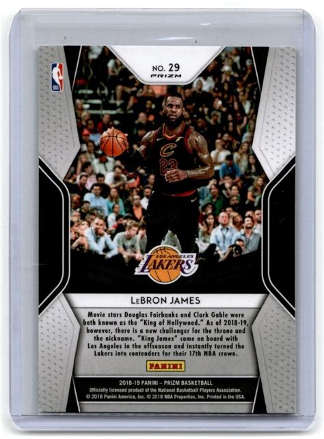 2018 19 Panini Prizm Dominance Silver LeBron James Los Angeles Lakers