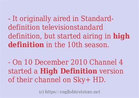 In-sentence examples of "high definition" - EnglishTestStore Blog