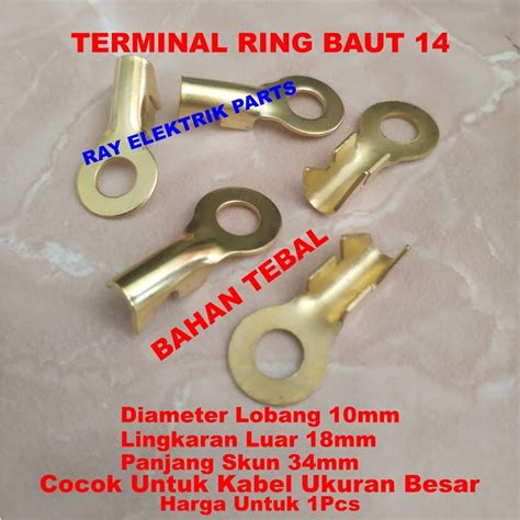 Jual Terminal Skun Massa Masa M10 Ring Baut 14 MM Tebal Untuk Kabel