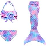 Hifunbay Cola de Sirena Niña para Nadar Incluido Traje de Sirena Baño de Bikini de 3 Piezas y