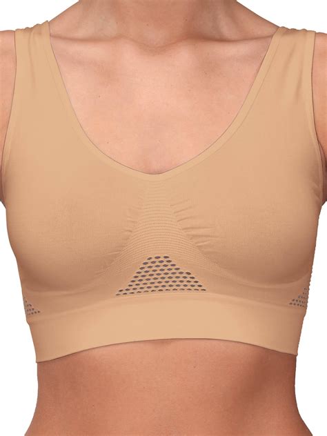 Womens Seamless Wireless Cooling Comfort Bra Nude XL Walmart