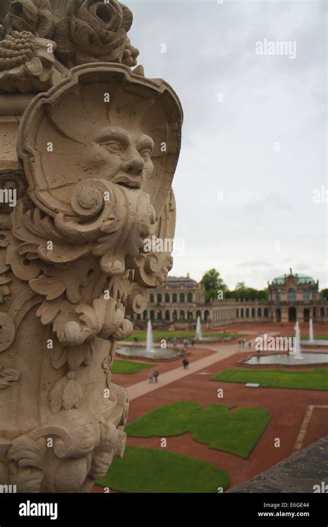 Dresden, Zwinger architecture detail, column Stock Photo - Alamy