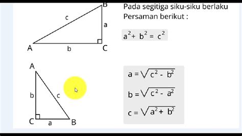 Cara Mencari Panjang Sisi Miring Dan Tegak Segitiga Siku Siku Dengan