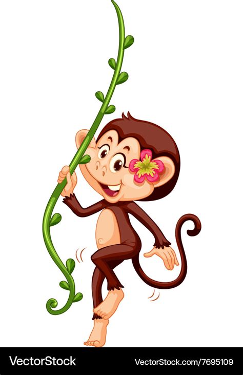 Cute Monkey Climbing The Vine Royalty Free Vector Image