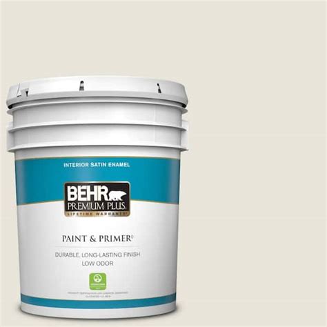 BEHR PREMIUM PLUS 5 Gal BWC 13 Smoky White Satin Enamel Low Odor