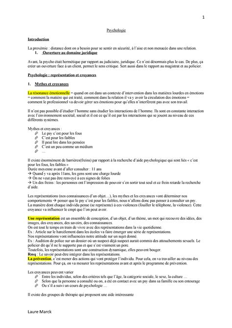 Psycho partie 1 Note de cours Psychologie Introduction La proxémie