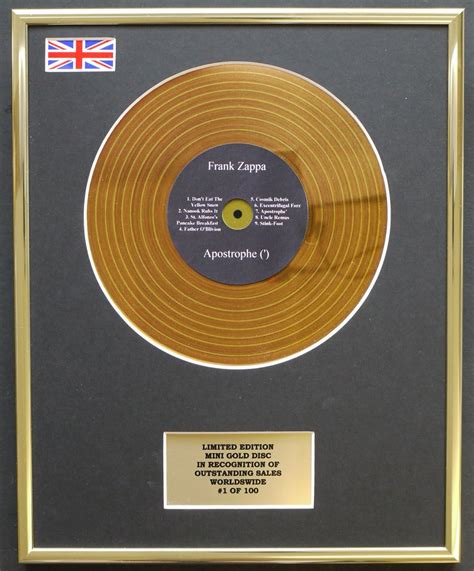 Limited Edition Mini Gold Disc Display Frank Zappa Mini Gold Disc