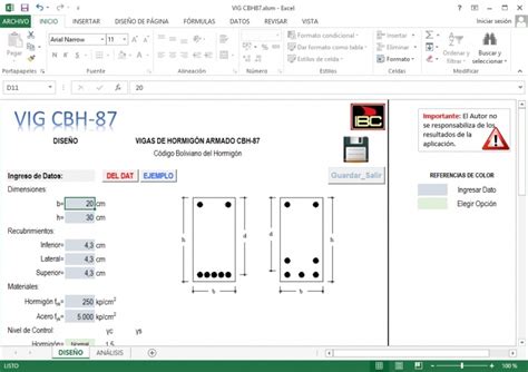 Rincón Ingenieril Excel Para El Diseño Y Análisis De Vigas Rectangulares De Hormigón Armado