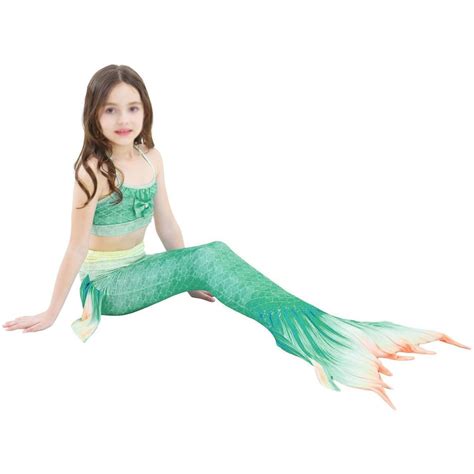 Malla Bikini Cola Sirena Premium Infantil Ni As Traje Ba O Variante Color Verde Atrix