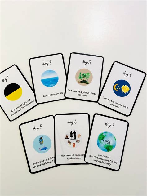 Days Of Creation Cards Printable Creation Story Picture Cards For Kids
