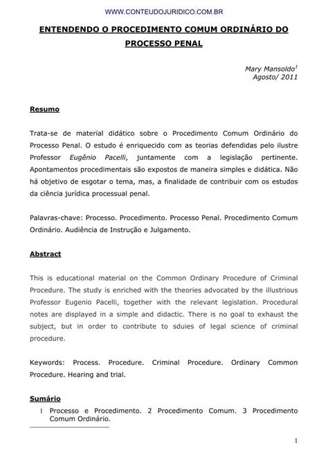 PDF ENTENDENDO O PROCEDIMENTO COMUM ORDINÁRIO 1 ENTENDENDO O