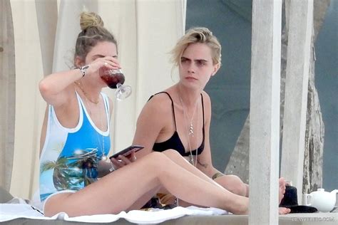 Ashley Benson Cara Delevingne Caught By Paparazzi Tanning In Bikini PlayCelebs Net