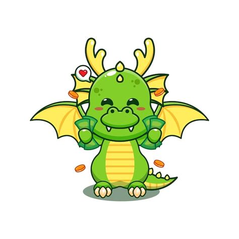 Premium Vector Dragon Holding Money Cartoon Vector Illustration