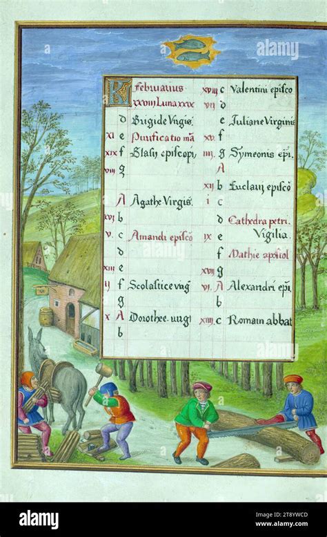 Livre d heures texte médiéval enluminures modernes hommes coupant