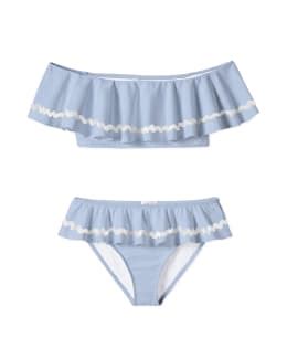 Stella Cove Girl S Rainbow Pastel Ruffle Two Piece Bikini Set Size Neiman Marcus