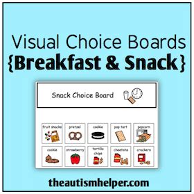 Visual Choice Boards Breakfast Snack The Autism Helper