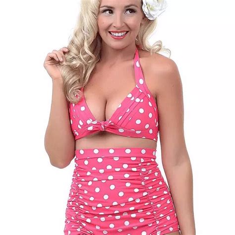 2017 Push Up High Waist Swimsuit S 3XL Big Size Women Bathing Suit Padded Bikini Set Retro