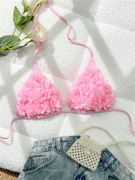 Swim Mod Women S Halter Neck Floral Print Bikini Top Summer Beach